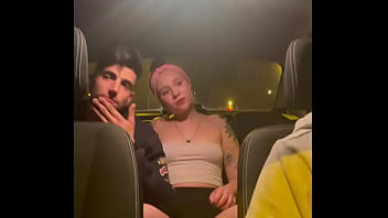 Amateur couple gets intimate in a taxi after a night out