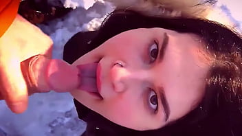 Amateur couple's outdoor adventure with a risky public handjob and cum in mouth encounter