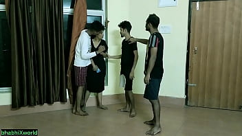 Three boys pleasure a beautiful Indian girl at her boyfriend's house in this steamy video